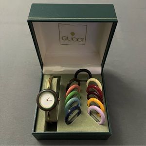 Gucci Vintage Change Bezel 11 / 12.2 Quartz White Dial 12 Colors Women's Watch